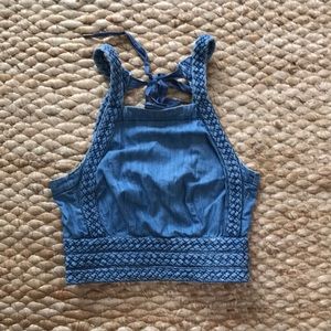 Anthro Maeve Denim Braided Crop